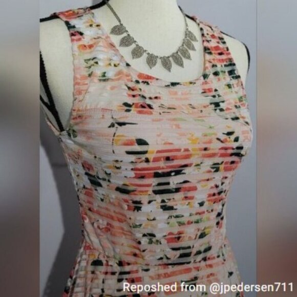 Trixxi Multicolored Halter Sundress Mini Semi Sheer Overlay Fit & Flare Junior 3 - Picture 14 of 14